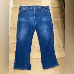 VTG 70s Wrangler Jeans 85498PS 46x30 (44x28) Hook Eye Close Rodeo Made In USA